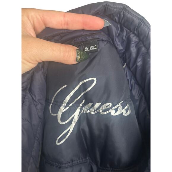 Guess Women’s Dark Blue Quilted Puffer Winter Jacket Coat Size XXL - Picture 6 of 7